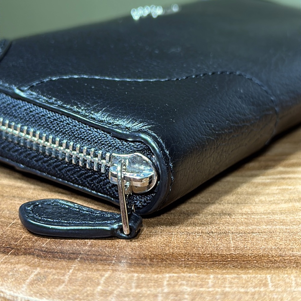 COACH Mickie Accordion Zip Wallet in Black Grain Leather - Picture 7 of 16